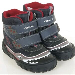 Geox Gulp ABX Kids Shark Winter Boots 26 Waterproof Amphibiox Navy Red Blue Grey